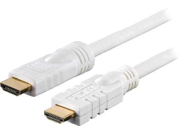 HDMI kabel 1.4 - Aktivt - High Speed med Ethernet - 20m - hvid - Livstidsgaranti