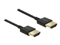 Delock Slim Premium - HDMI-kabel med Ethernet - HDMI han til HDMI han - 3 m - trippelskærmet parsnoet - sort - 4K support