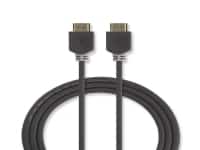 Nedis - HDMI-kabel med Ethernet - HDMI han til HDMI han - 1 m - afskærmet - antracit (sort) - rund