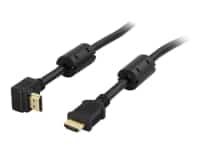 DELTACO - HDMI-kabel med Ethernet - HDMI han til HDMI han - 5 m - sort - 90° stikforbindelse