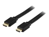 DELTACO HDMI-1010F - HDMI-kabel med Ethernet - HDMI han til HDMI han - 1 m - sort - flad