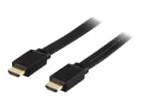 DELTACO HDMI-1020F - HDMI-kabel med Ethernet - HDMI han til HDMI han - 2 m - sort - flad