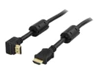 DELTACO HDMI-1020V - HDMI-kabel med Ethernet - HDMI han til HDMI han - 2 m - sort - 90° stikforbindelse