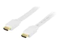 DELTACO HDMI-1050H - HDMI-kabel med Ethernet - HDMI han til HDMI han - 5 m - hvid - flad