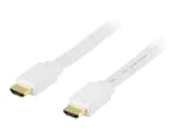 DELTACO - HDMI-kabel med Ethernet - HDMI han til HDMI han - 1 m - hvid - flad