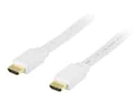 DELTACO - HDMI-kabel med Ethernet - HDMI han til HDMI han - 3 m - hvid - flad