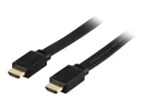 DELTACO - HDMI-kabel med Ethernet - HDMI han til HDMI han - 5 m - sort - flad