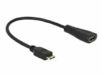 Delock - HDMI-kabel med Ethernet - mini HDMI han til HDMI hun - 23 cm - sort