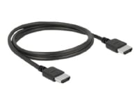 Delock Premium - Premium High Speed - HDMI-kabel med Ethernet - HDMI han til HDMI han - 2 m - trippelskærmet parsnoet - sort - 4K support, Dolby DTS-HD Master Audio support