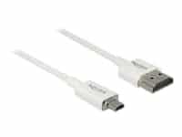 Delock Slim High Quality - HDMI-kabel med Ethernet - mikro HDMI han til HDMI han - 1 m - trippelskærmet parsnoet - hvid - 4K support