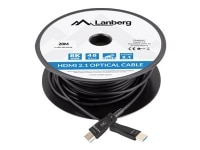 Lanberg - High Speed - HDMI-kabel med Ethernet - HDMI han til HDMI han - 20 m - dobbelt afskærmet - sort - Active Optical Cable (AOC), 8K30 Hz (7680 x 4320) support, 4K144 Hz support, 8K60Hz (7680 x 4320) support (DSC), DSC 1.2 support