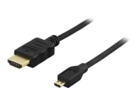 DELTACO HDMI-1023 - HDMI-kabel med Ethernet - micro HDMI han til HDMI han - 2 m - sort