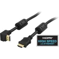 DELTACO HDMI kabel, HDMI High Speed med Ethernet, vinklet HDMI Type A