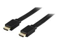 DELTACO HDMI-1030F - HDMI-kabel med Ethernet - HDMI han til HDMI han - 3 m - sort - flad