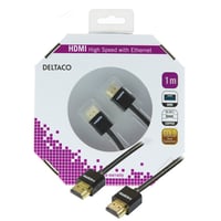 DELTACO tyndt HDMI kabel, HDMI High Speed med Ethernet, HDMI Type A h