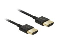 Delock Slim High Quality - HDMI-kabel med Ethernet - HDMI han til HDMI han - 25 cm - tripel-afskærmet - sort - 4K support