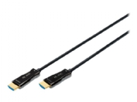 DIGITUS - Premium High Speed - HDMI-kabel med Ethernet - HDMI han til HDMI han - 15 m - dobbelt afskærmet - sort - 4K support, hybrid aktivt optisk kabel