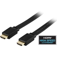 DELTACO HDMI kabel, HDMI High Speed med Ethernet, HDMI Type A han, guldplateret