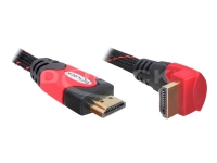 Delock High Speed HDMI with Ethernet - HDMI-kabel med Ethernet - HDMI han til HDMI han - 2 m - højrevinklet stikforbindelse