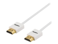 DELTACO HDMI-1092A-K - HDMI-kabel med Ethernet - HDMI han til HDMI han - 2 m - hvid