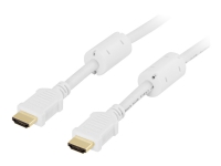 DELTACO HDMI-1010A - HDMI-kabel med Ethernet - HDMI han til HDMI han - 1 m - hvid